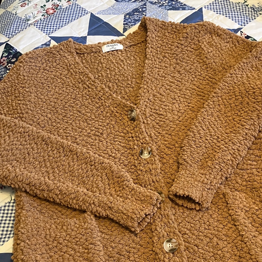 Zenana Outfitters Textured Tan Cardigan